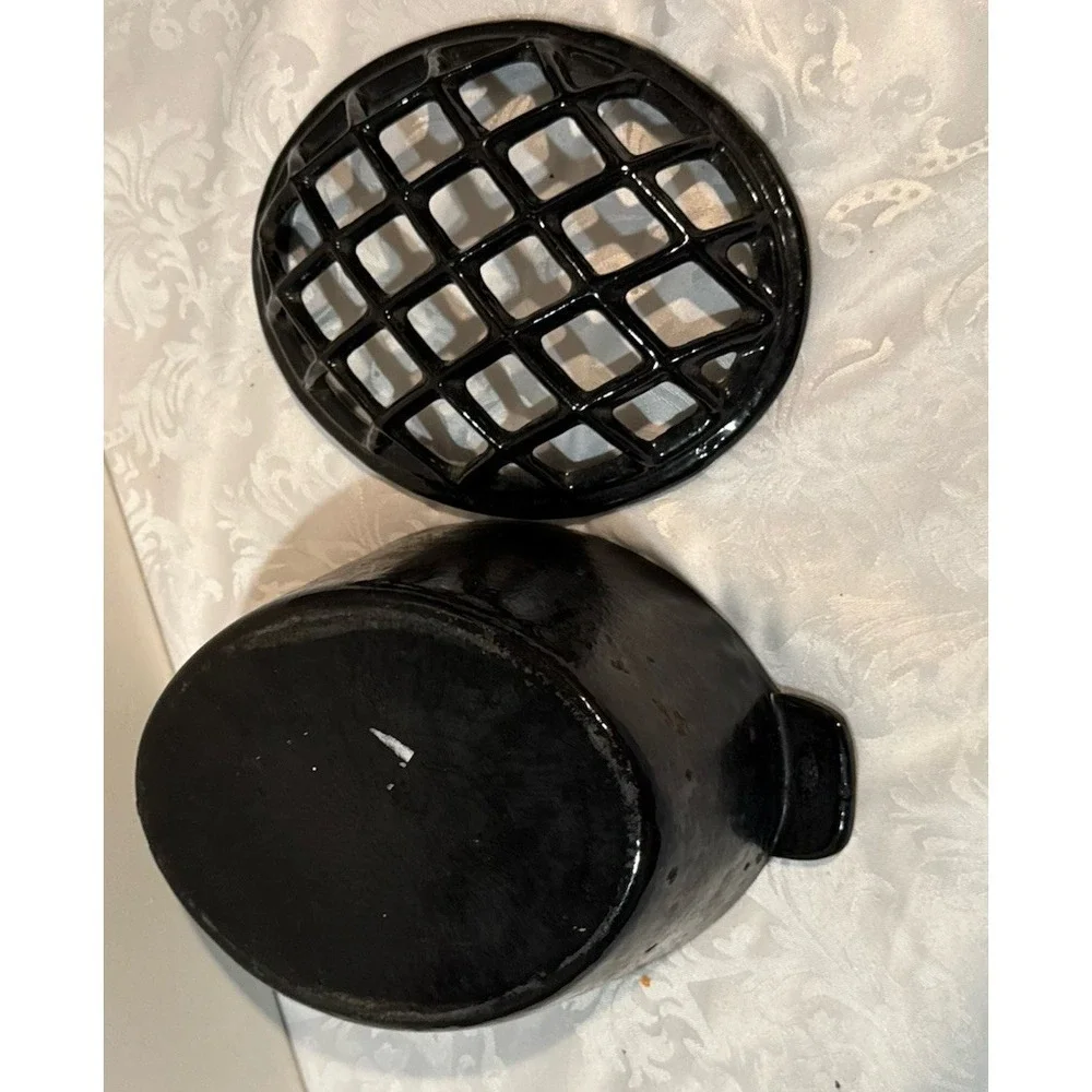 Cast Iron Lattice Wood Stove Steamer Diffuser Potpourri Black Decor‎ RARE 10x7x5